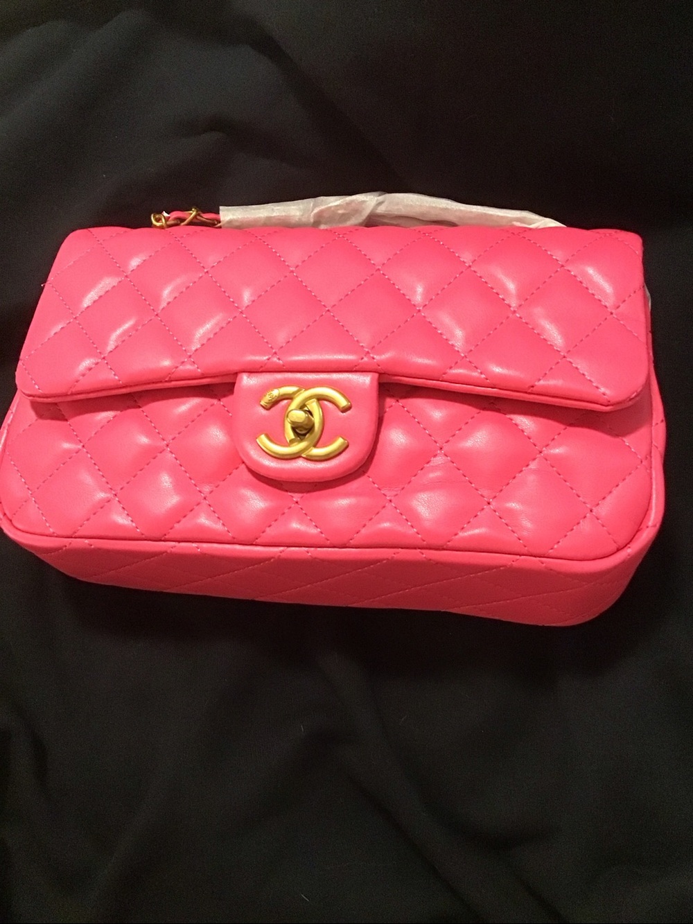 CHANEL hot pink with antique gold hardware Quilted Shoulder Bag